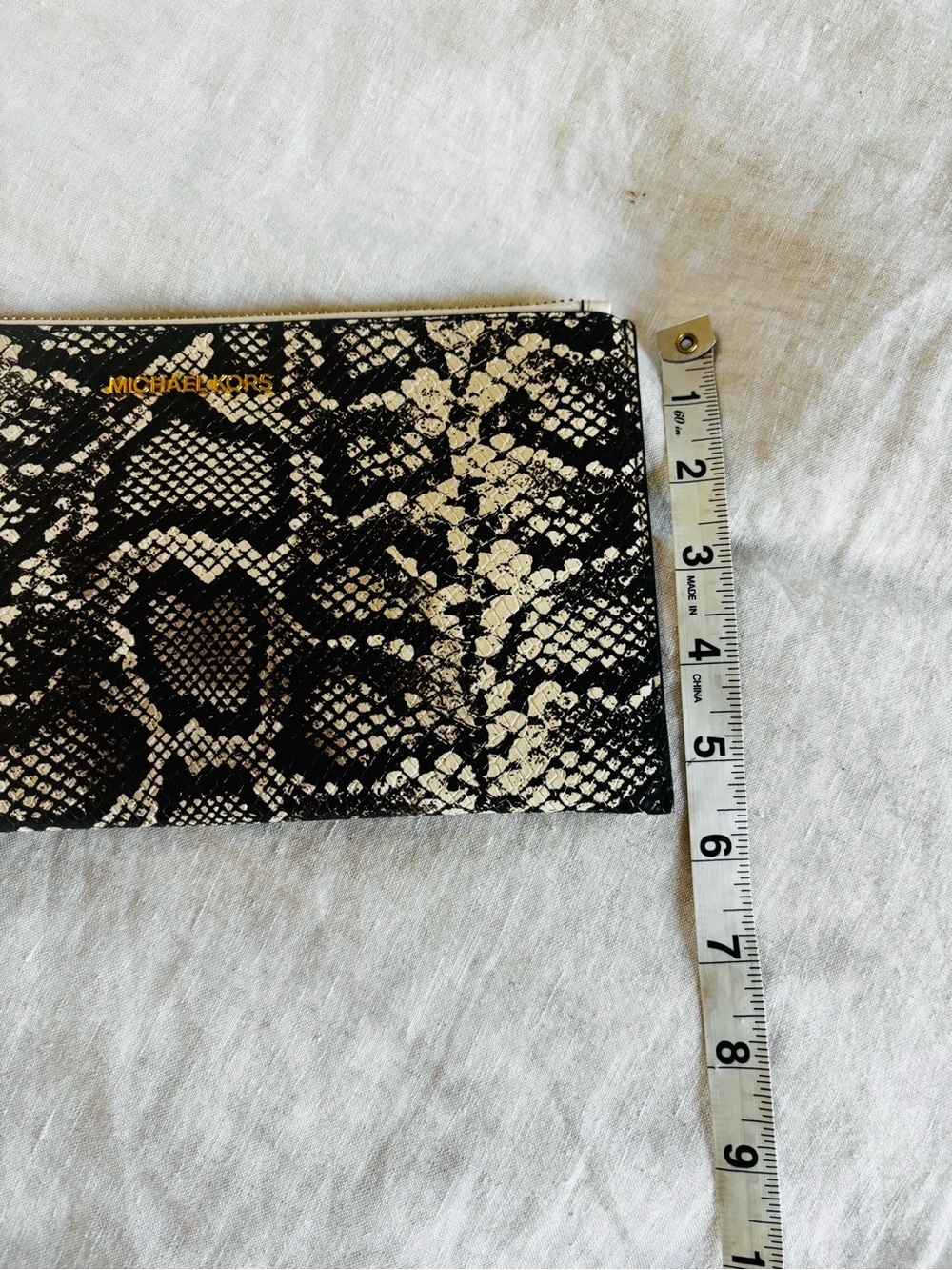 Michael Kors Black & White Snake-Print Wristlet Clutch - Picture 8 of 8